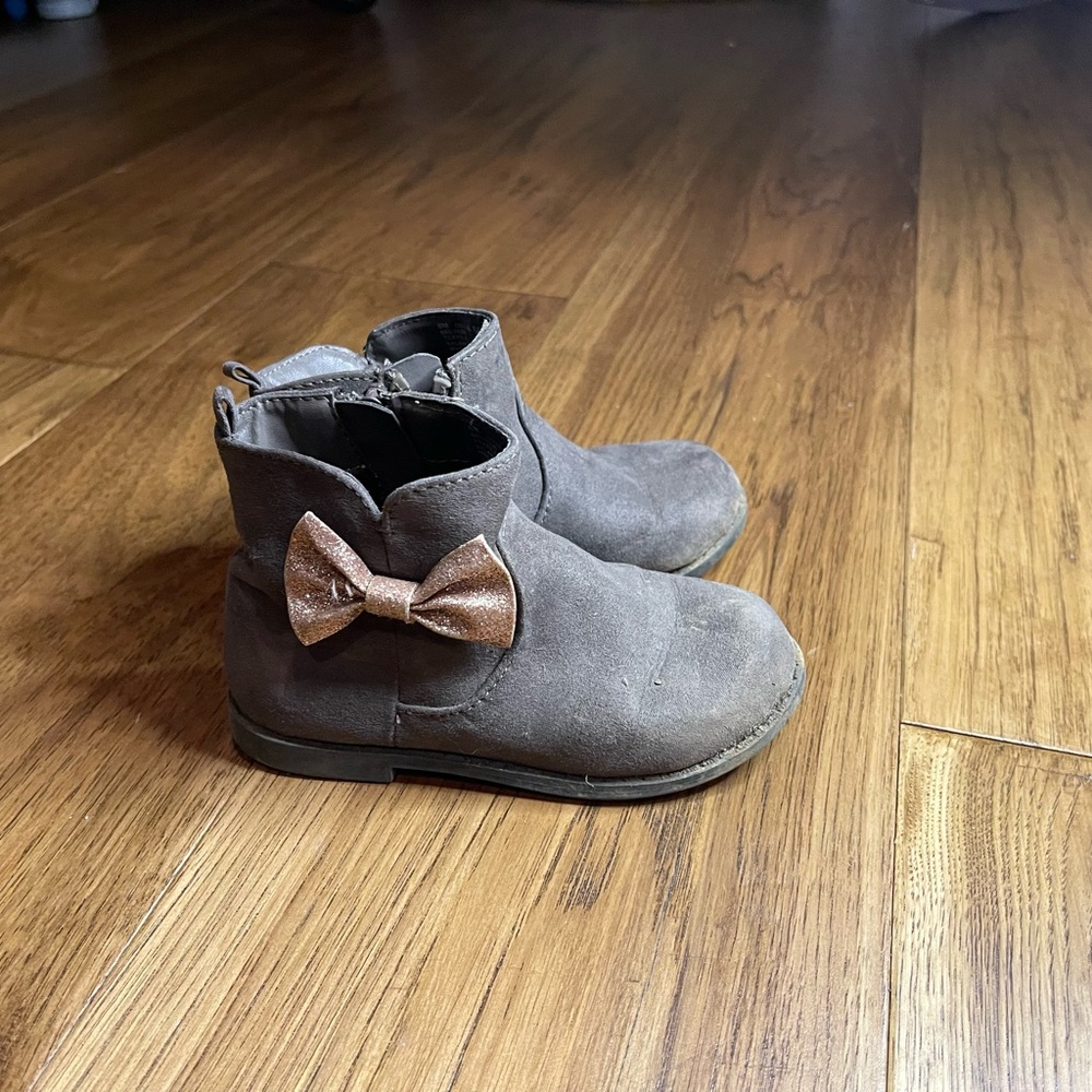 Kids Brown Ankle Boots with Bow